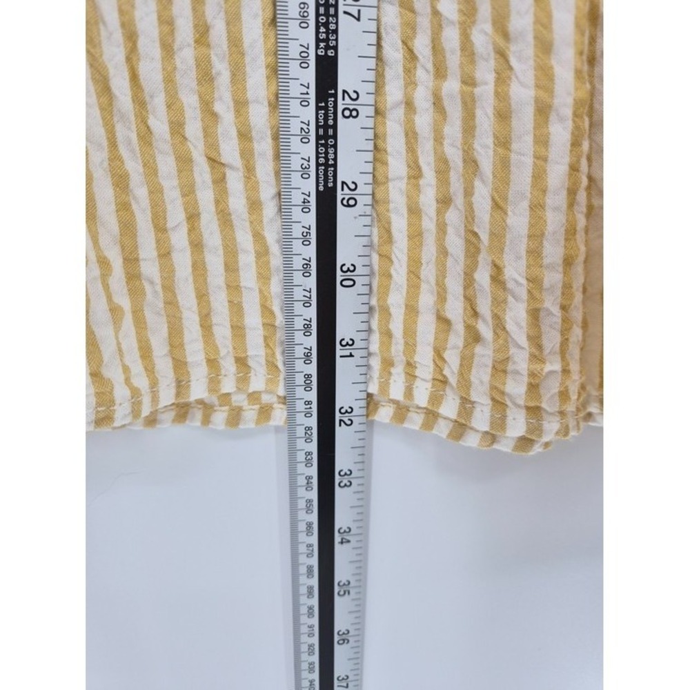 Max Studio Yellow White Striped Tiered Mini Shirt Dress Med Lagenlook Babydoll - Picture 14 of 14
